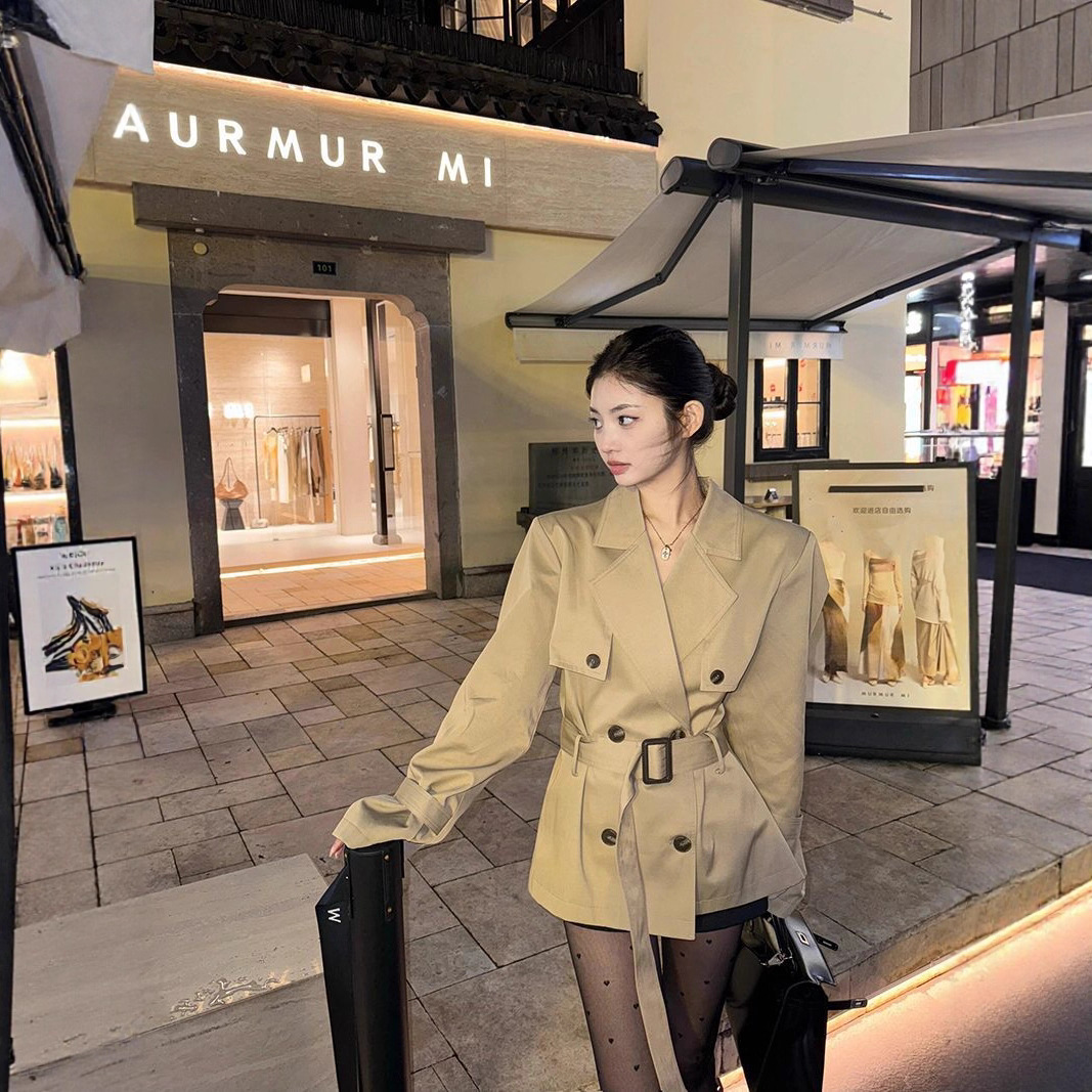 Korean Style High-End Windbreaker Jacket for Women 2025 Spring & Fall New British Style Small Waist-Cinching Elegant Short Coat