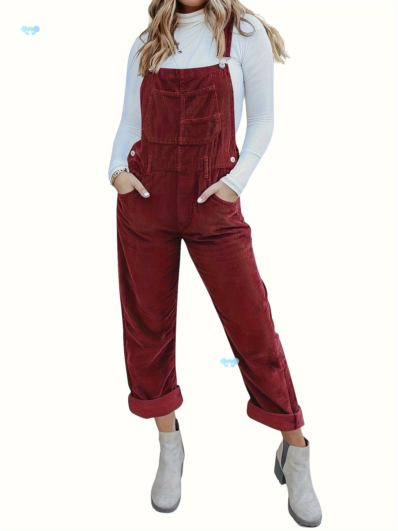 Женские вельветовые комбинезоны с регулируемыми бретелями Baggy Bib через границу