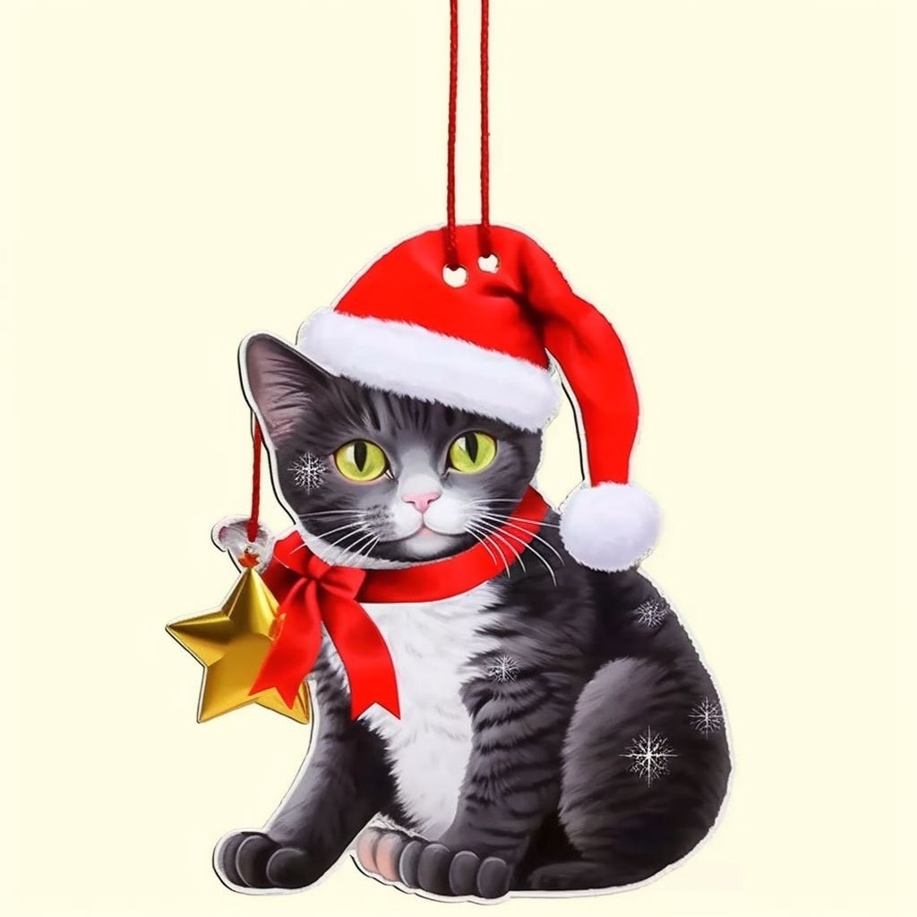 Navidad transfronteriza acrílico plano colgante creativo adorable gatos colgantes decoraciones de automóviles colgantes de árbol de Navidad