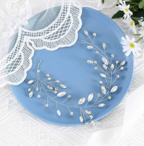 Amazon Bride Wedding Headscarf Crystal Silver Leaf Bridal Hair Accessories Bridal and Bridesmaid Rhinestone Hairband