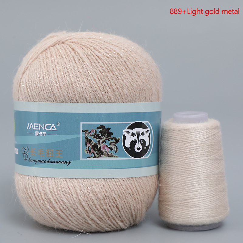 Hilo de lana de visón de lana larga Monopolio de la marca MENCA Hilo de lana de conejo de Angora Hilo de punto hecho a mano de 2 hilos