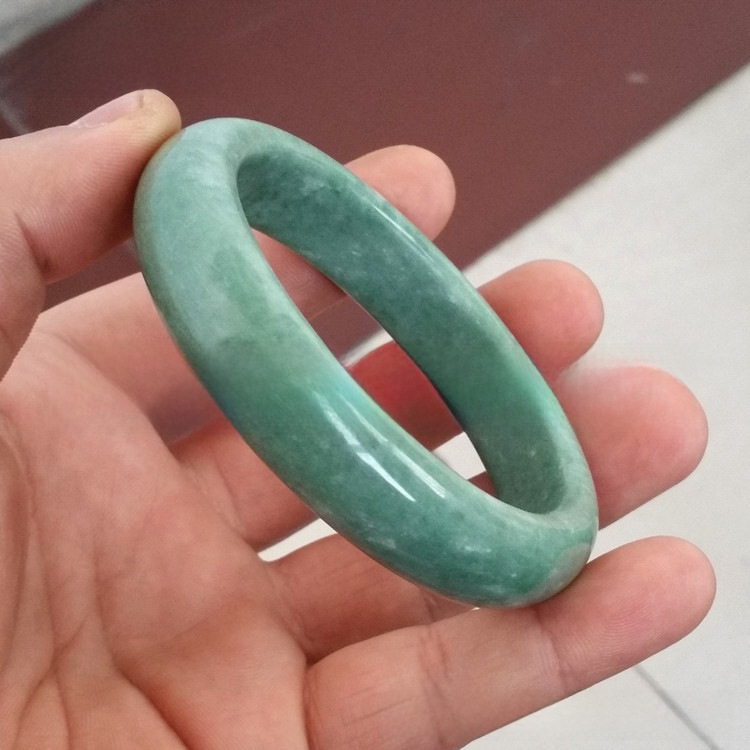 Wholesale High-Quality Guizhou Jadeite Handcuffs with Deep Green Floating Flower Color Women's Jade Handcuffs, Jadeite Color Jade Bracelet Gift
