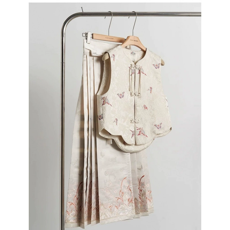 Женский костюм в западном стиле, новый китайский дизайн, топ, короткая куртка, весна 2025, новый дизайн, жаккардовый жилет из парчи