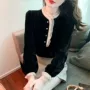秋冬木耳边新款拼色上衣