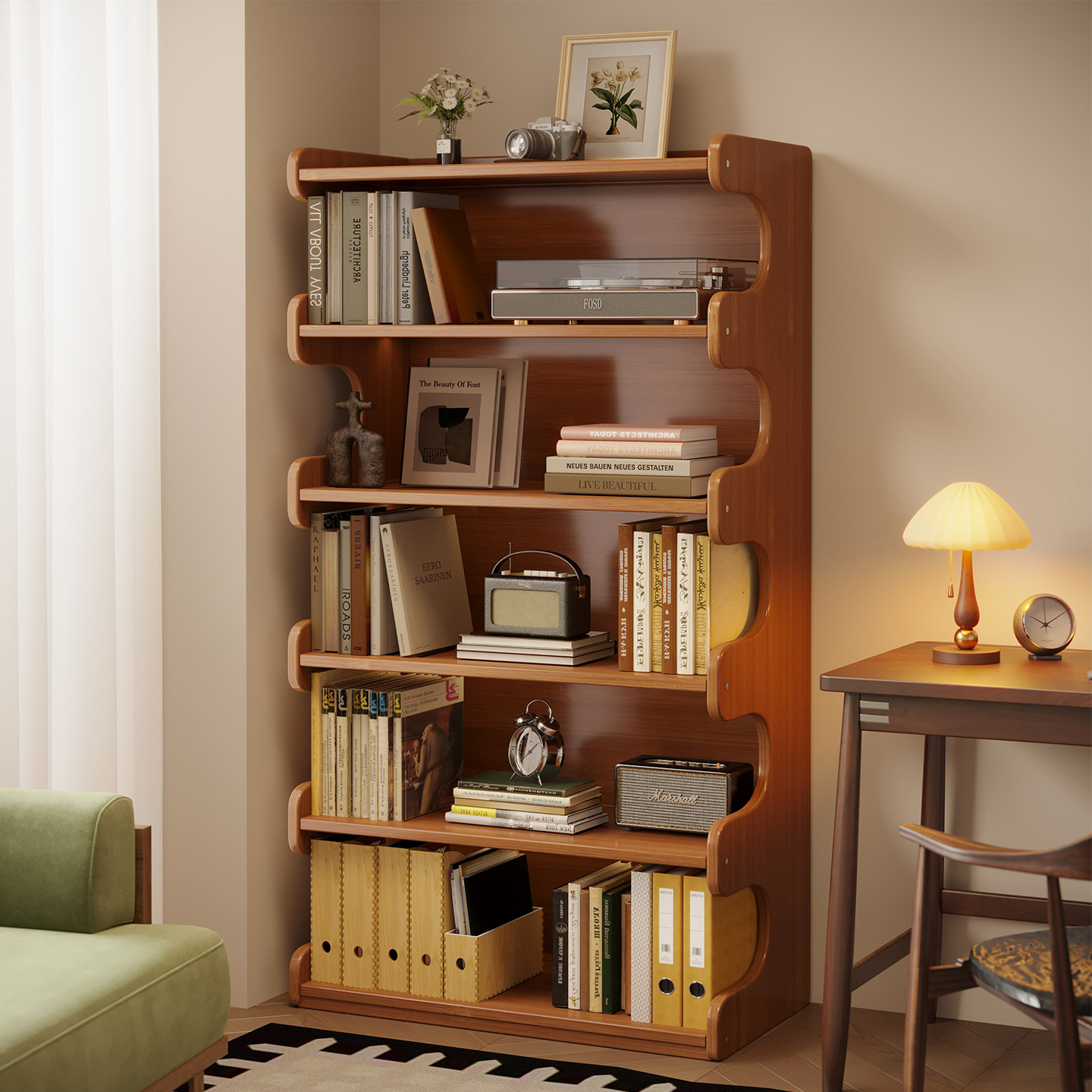 Estante de estantería, estantería de piso a techo, armario de almacenamiento de sala de estar simple, uno contra la pared, armario de exhibición de almacenamiento para el hogar de varios pisos