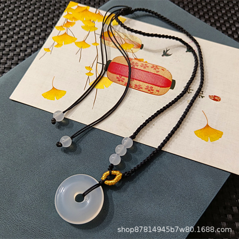 Sansheng III 화이트 마노 안전 버클 목걸이 (직경 25mm)