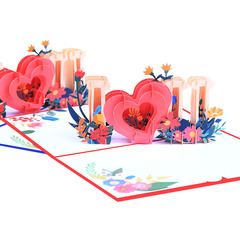 Manufacturer supplies Valentine's Day greeting cards color printed 3D cross-border love blessing cards paper carving ILOVEYOU cards