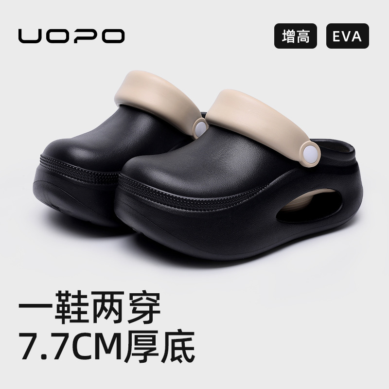 Thick-soled height-increasing hole shoes summer breathable soft-soled baotou chef shoes summer women's outer wear non-slip excrement slipper
