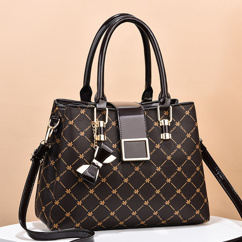 【Dropshipping Women's Handbags】 New Fashion Printed Women's Tote Bag Large Capacity Color Block Single Shoulder Crossbody Bag Trendy