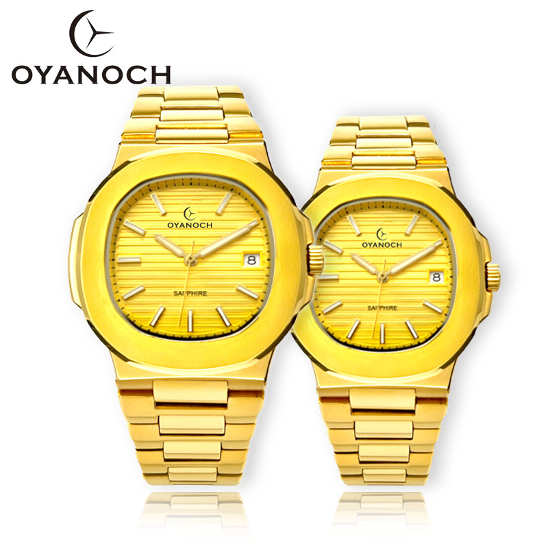 Oyanoch Gold 316 Steel Case Couple Watch 18K Gold-Plated Nautilus Men's and Women's Watch Wholesale Large Dial