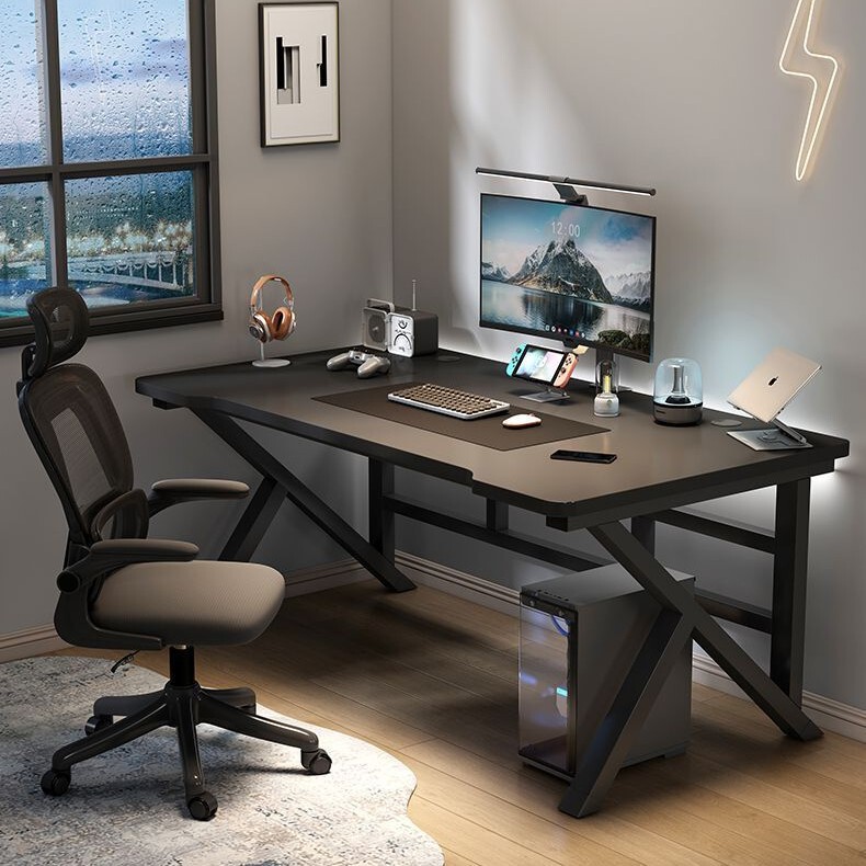 Computer Desk, Desktop Table for Bedroom, Home Study Desk, Gaming Table, Simple Rental Room Use, Carbon Fiber Pattern Double Gaming Table