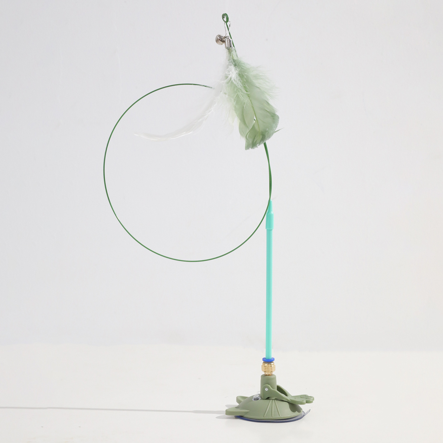 Juguete para gatos Macaron gatito potente ventosa divertida varilla larga puede sostener plumas de alambre de acero campana divertida varilla para gatos