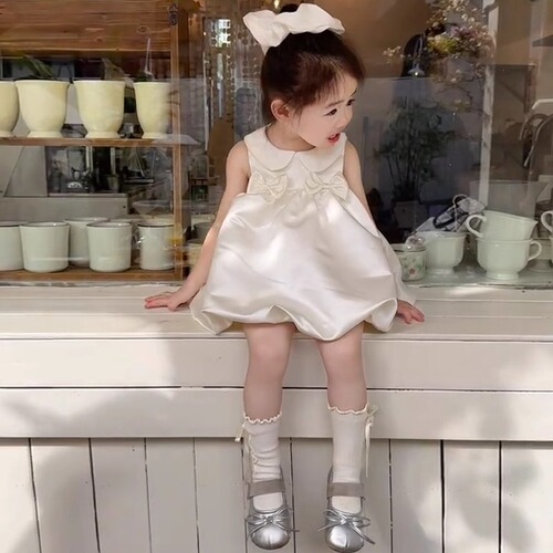 Summer Dress for Girls 2024 New Model High-End Birthday Gown Princess Dress Children's Backless Skirt