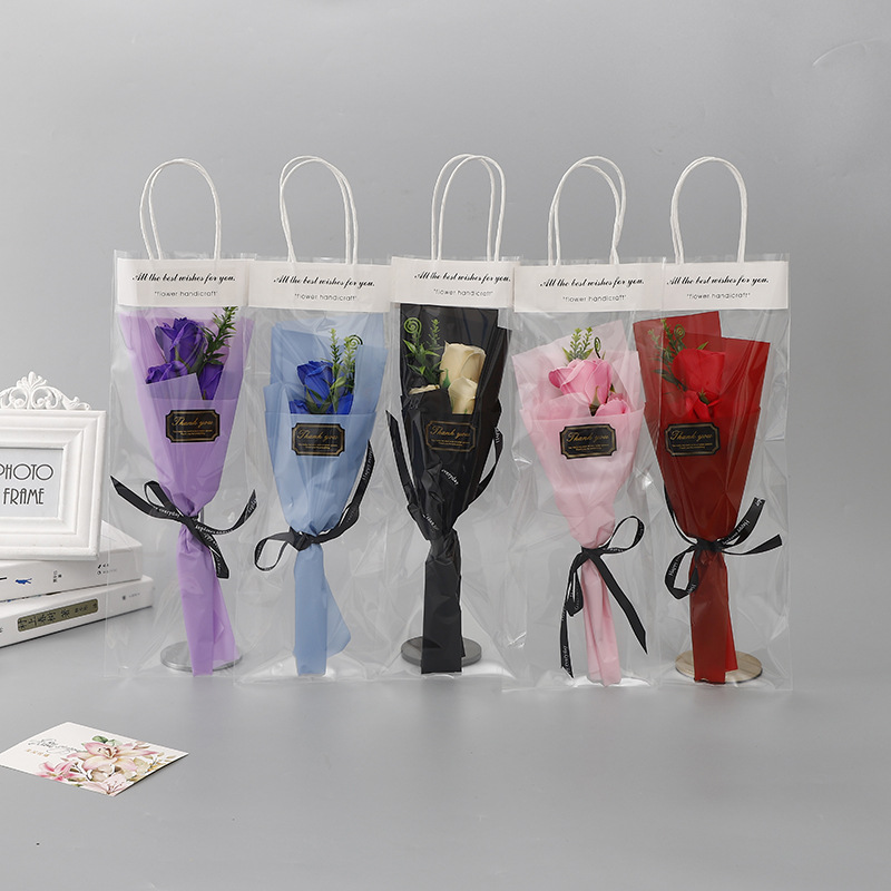 Regalo para el Festival de la Diosa, Festival de Sanba, flor de jabón, 3 rosas, ramo de bolso de mano, regalo para amigos masculinos y femeninos, ramo de cumpleaños