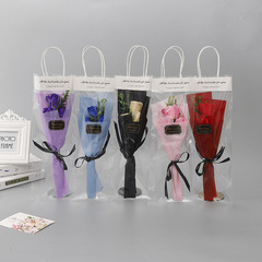 Mother's Day gift, scented soap flowers with 3 roses, gift basket with handbag, suitable for sending to boyfriends and girlfriends for birthday bouquets