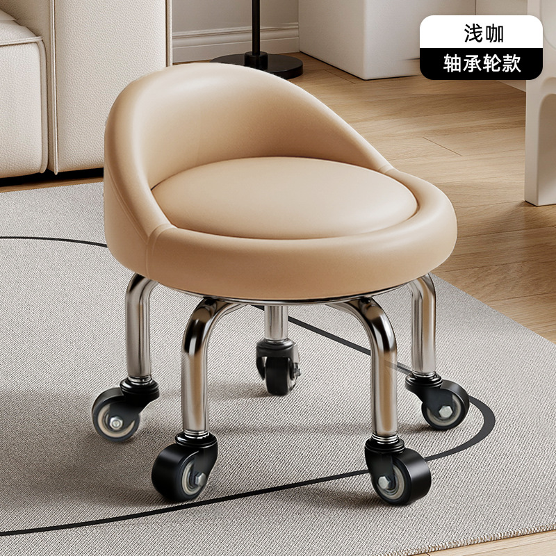 Rueda universal taburete pequeño polea doméstica taburete redondo pedicura banquete baños bajos banquetes para bebés banquetes de cambio de zapatos silenciosos multifuncionales