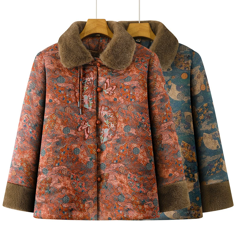 Winter keep warm down jacket for mother, for middle age, western style