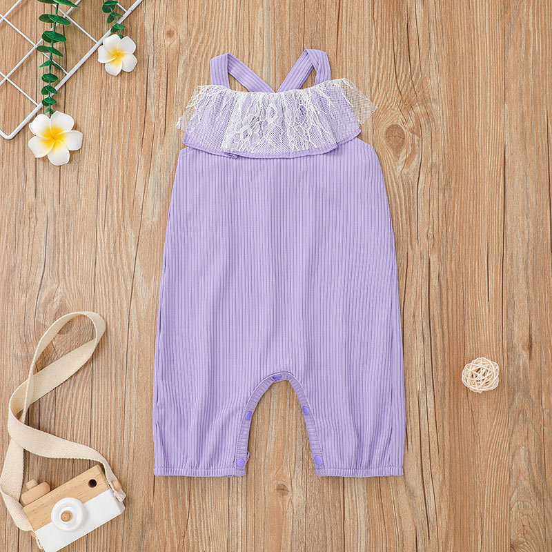 Solid Color Sleeveless Sling Baby One-piece Romper Wholesale Nihaojewelry display picture 2