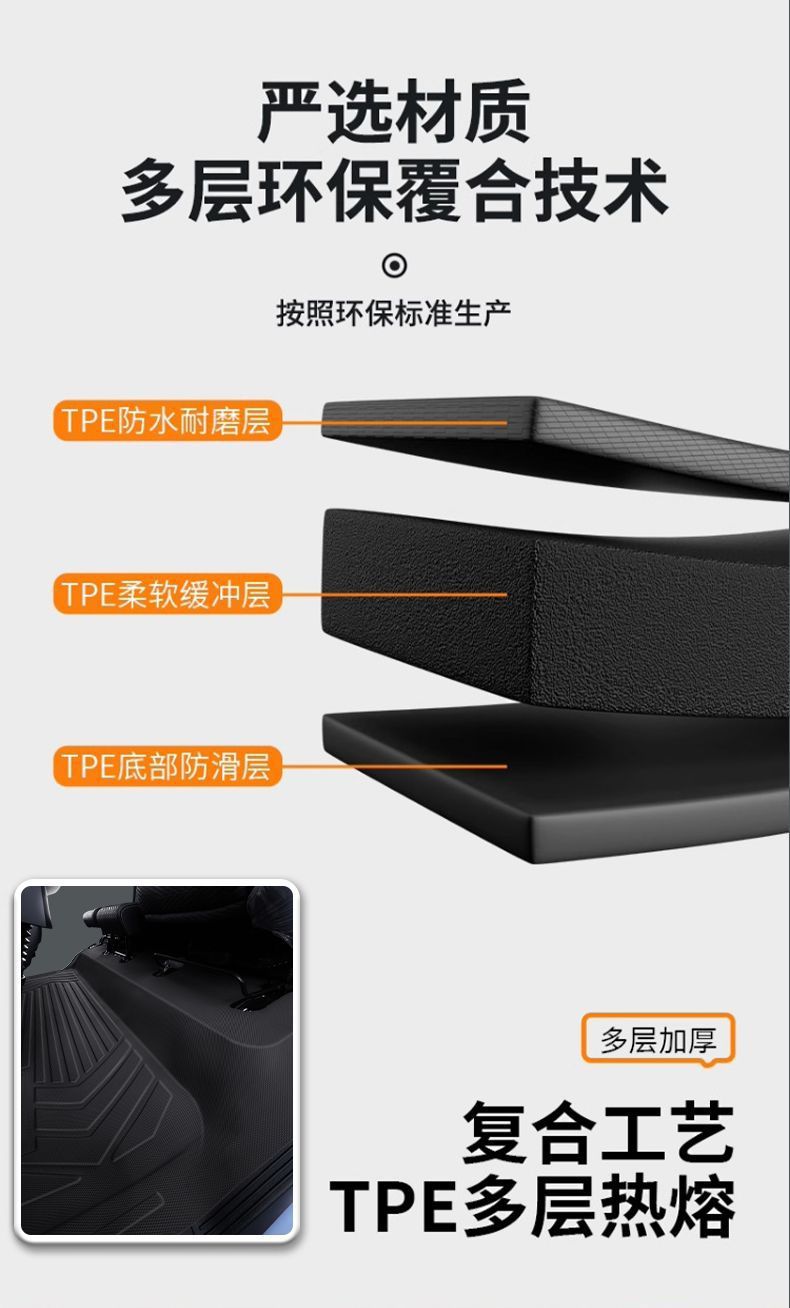 Suitable for Byd T5Ev Floor Mats, T5Dm Hybrid Electric Van Tpe Surround Floor Mats for Light Truck Modification