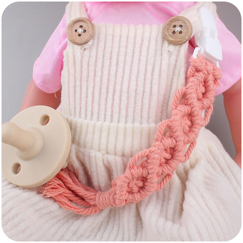 Suministros de bebé nuevo clip de pezón de plástico pezón cuerda creativa bebé DIY hecho a mano tejido de algodón cuerda pezón cadena