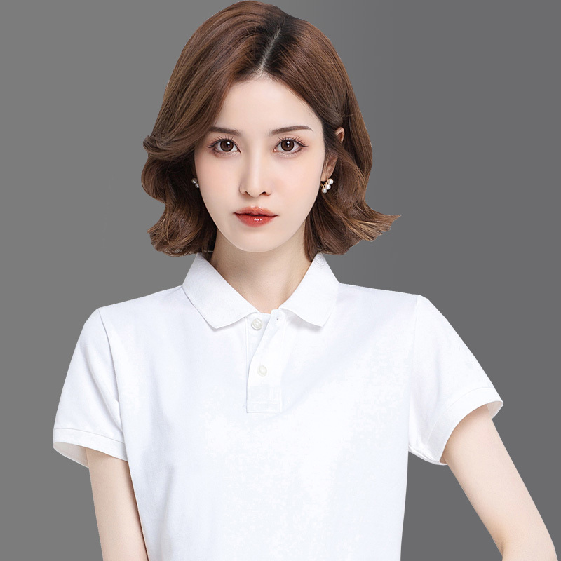 Lapel Polo Shirt for Women, Short-Sleeved, Loose-Fitting, Collared T-Shirt with Logo Print, Workwear, Sports Half-Sleeved Top Lapel Polo Shirt for Women, Short-Sleeved, Loose-Fitting, Collared T-Shirt with Logo Print, Workwear, Sports Half-Sleeved Top