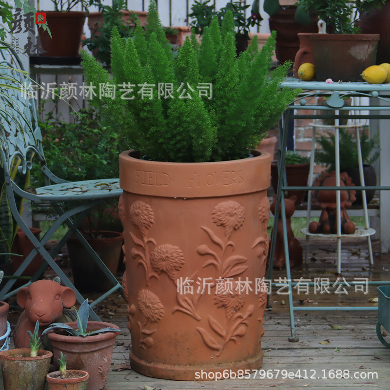 Alto comercio exterior clavo de barro rojo maceta de cerámica jardín paisaje de cerámica jardín decoración al aire libre decoración de la villa