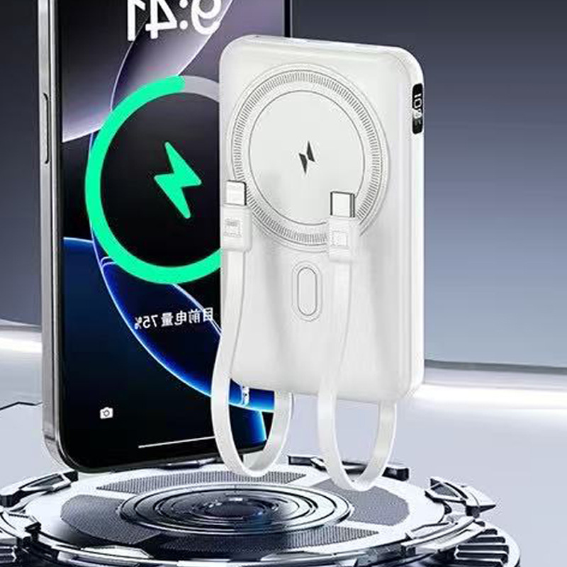 Mini banco de energía de pantalla digital inteligente de 10000 mAh, carga rápida inalámbrica de gran capacidad, fuente de alimentación móvil portátil