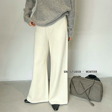 2025冬款毛呢高腰喇叭裤秋款搭配女士万能裤时尚休闲显腿休闲裤女