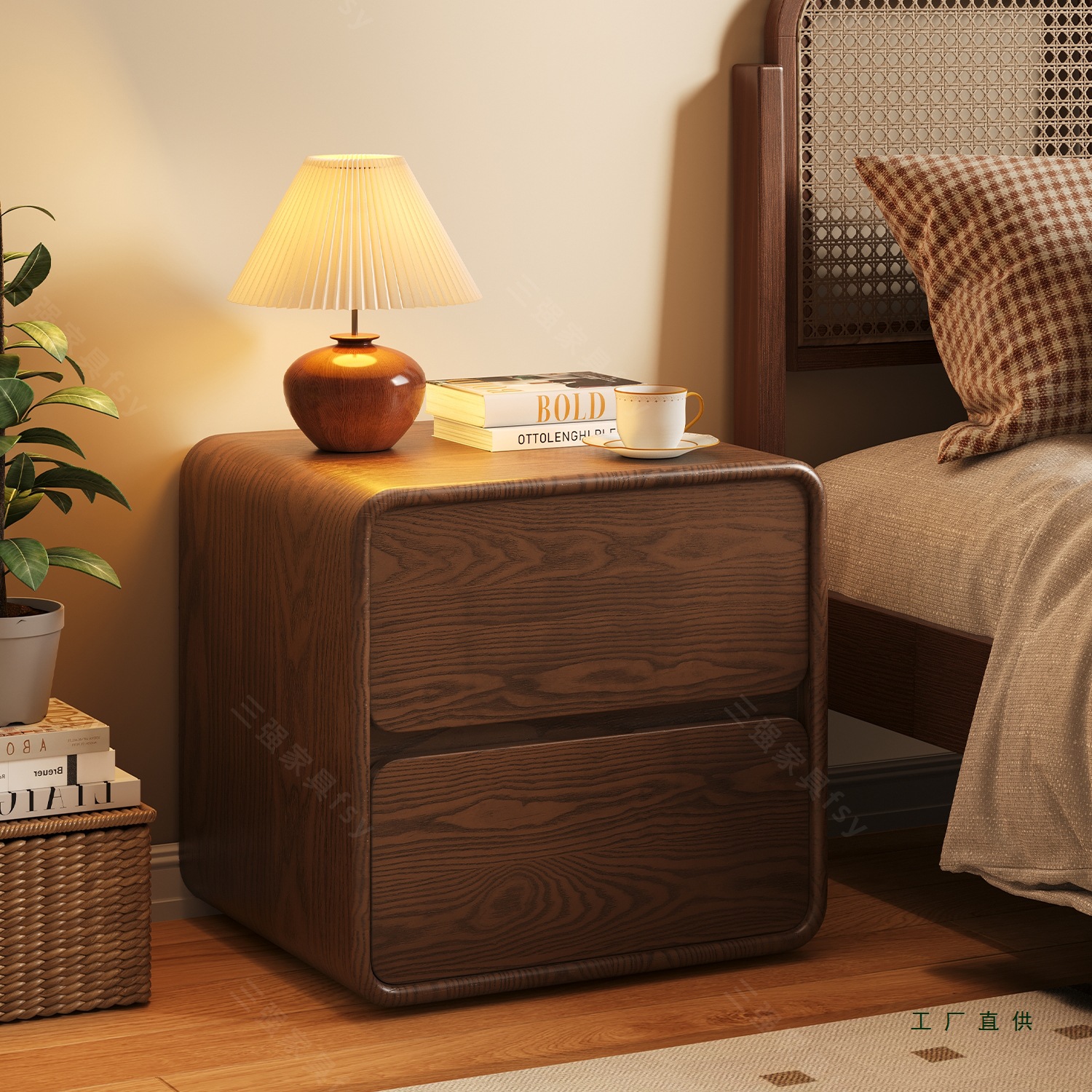 Solid Wood Bedside Cabinet 2025 New Style Bedroom Home Bedside Cabinet Antique Style Bedside Storage Cabinet Simple Storage Cabinet