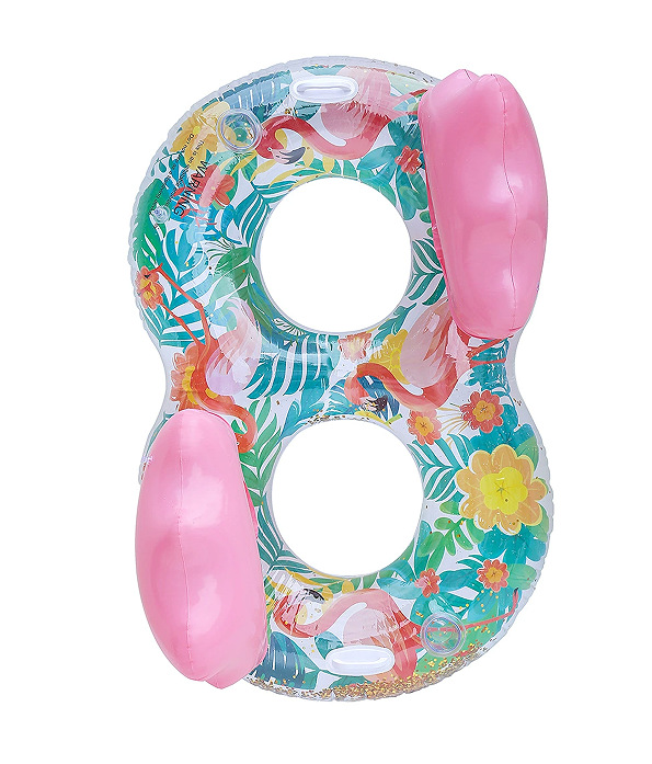 Inventario transfronterizo para aumentar el anillo de natación de flores flamencos con sequinilla, anillo de natación inflable para hombres y mujeres. image 14