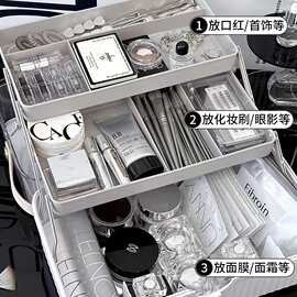 护肤品轻奢收纳盒桌面口红盒收纳箱梳妆台防尘化妆品大容量收纳盒