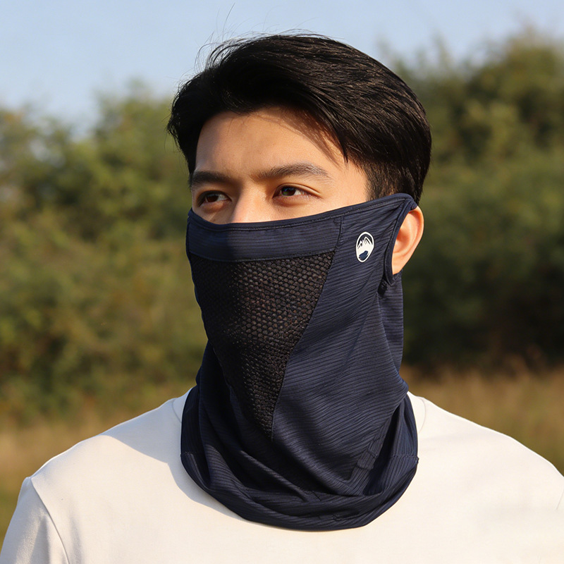 Summer Sun Protection Mask, Cycling Sunshade, Anti-Uv Ice Silk Face Mask, Outdoor Face Covering, Neck Protection, Breathable Ear-Hanging Mask