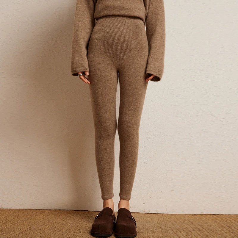 Cashmere keep warm trousers, warm leggings, high waist, slim fit