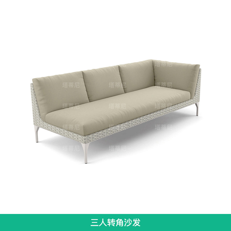 Conjunto de sofás para exteriores, muebles de esquina para patio o balcón, sofá de ratán para terraza de villa o solárium.