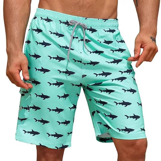 Digital Print Casual Quick-Dry Beach Shorts for Men, Summer Outdoor Wear Couple's Shorts with Pockets, Full Print Beach Shorts, Cross-Border Dropshipping