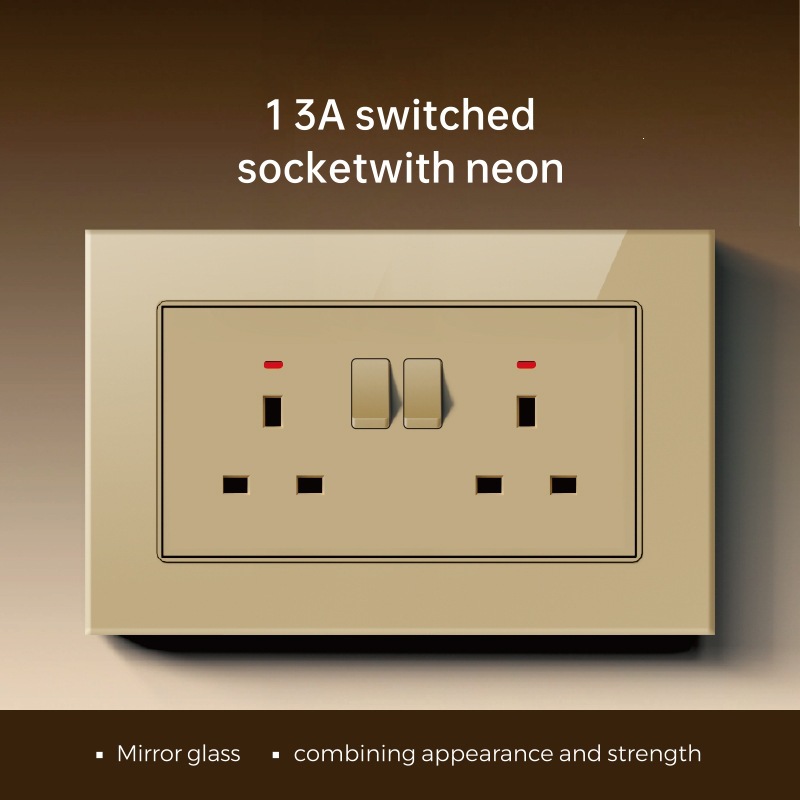 Marco de vidrio británico oro pared interruptor socket fabricantes de comercio exterior 86 interruptor tipo C socket de carga rápida image 20