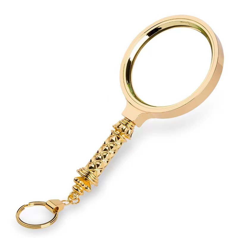 晶辉厂家学生老人手持阅读放大镜玻璃镜片全金属锌合金花柄礼品