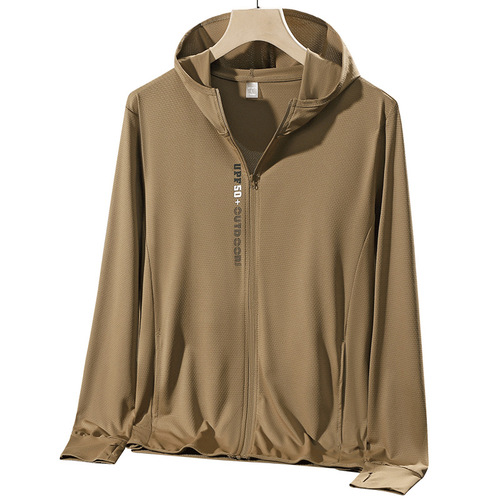 Ice silk sun protection clothing for women summer thin UV protection breathable hard core sun protection cardigan hooded jacket men's skin clothing