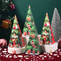 国境を越えたヨーロッパ風の新しいクリスマスツリーキャンディー包装箱紙の三角箱クリスマスギフト箱キャンディー箱