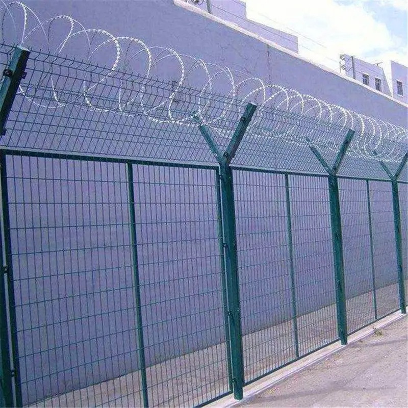 监狱护栏网Y字型防攀爬刀片滚笼铁丝网机场看守所边境防护隔离网