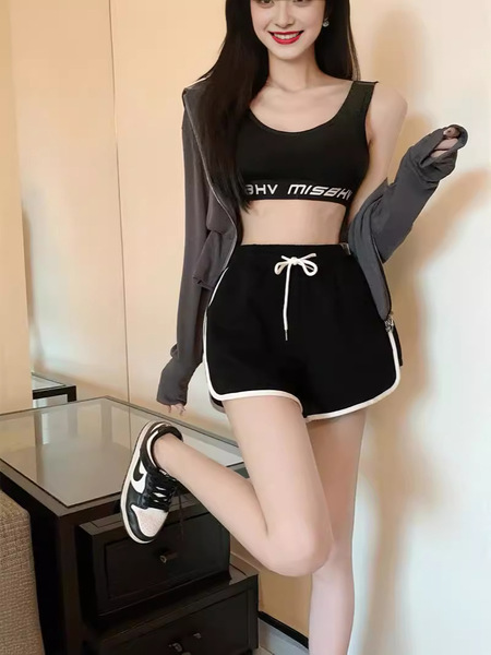 运动短裤女夏季跑步宽松阔腿三分裤ins家居睡裤外搭瑜伽裤防走光1