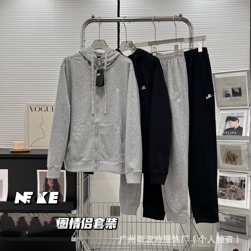 Autumn and Winter Sports Outwears, Men's Sweatshirts, Casual Suits, Knitted Tops, Couple Hooded Loose Cardigans, Pure Cotton Embroidery