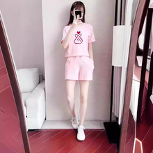 通勤大码时尚夏季短袖短裤一整套宽松洋气原创超仙上衣裤子两件套