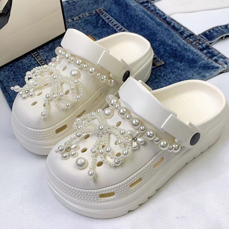 2025 New Cave Shoes Shoes Flower Butterfly Knot Pearl Flower Shoes Flower DIY Accessories Beach Cave Shoes Jewelry charms