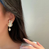 Silver needle, rabbit, amusing fashionable earrings from pearl, silver 925 sample, internet celebrity