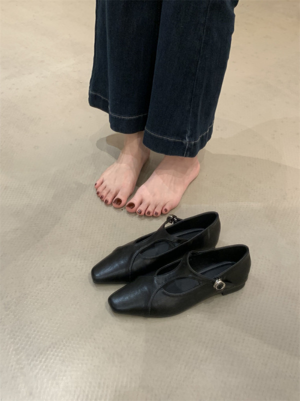 韩版T型带浅口单鞋女2025秋低跟玛丽珍鞋方头时装鞋潮牌青年女鞋|undefined