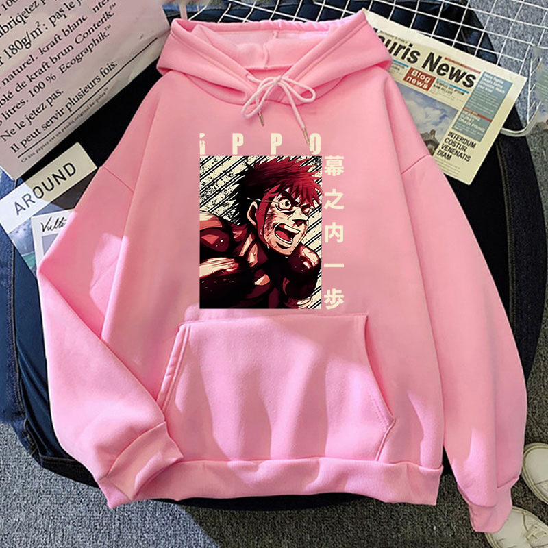 New Anime Retro Ippo Makunouchi Print Hoodies Women Causal