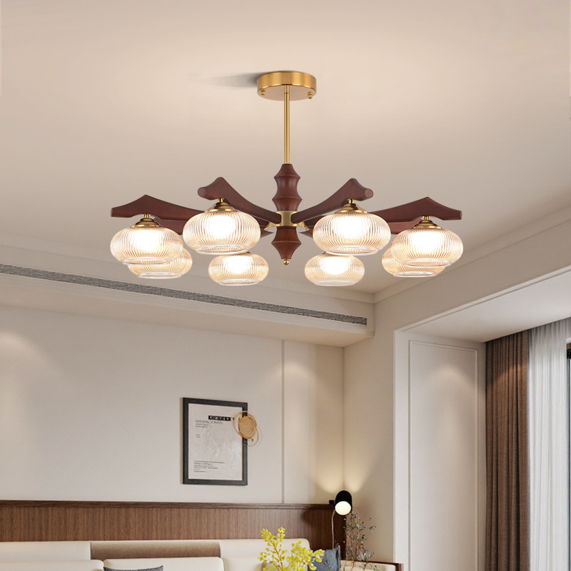 Lámpara medieval alta nueva lámpara de dormitorio de madera maciza antigua madera duraco color americano nuez nuez Zhongshan