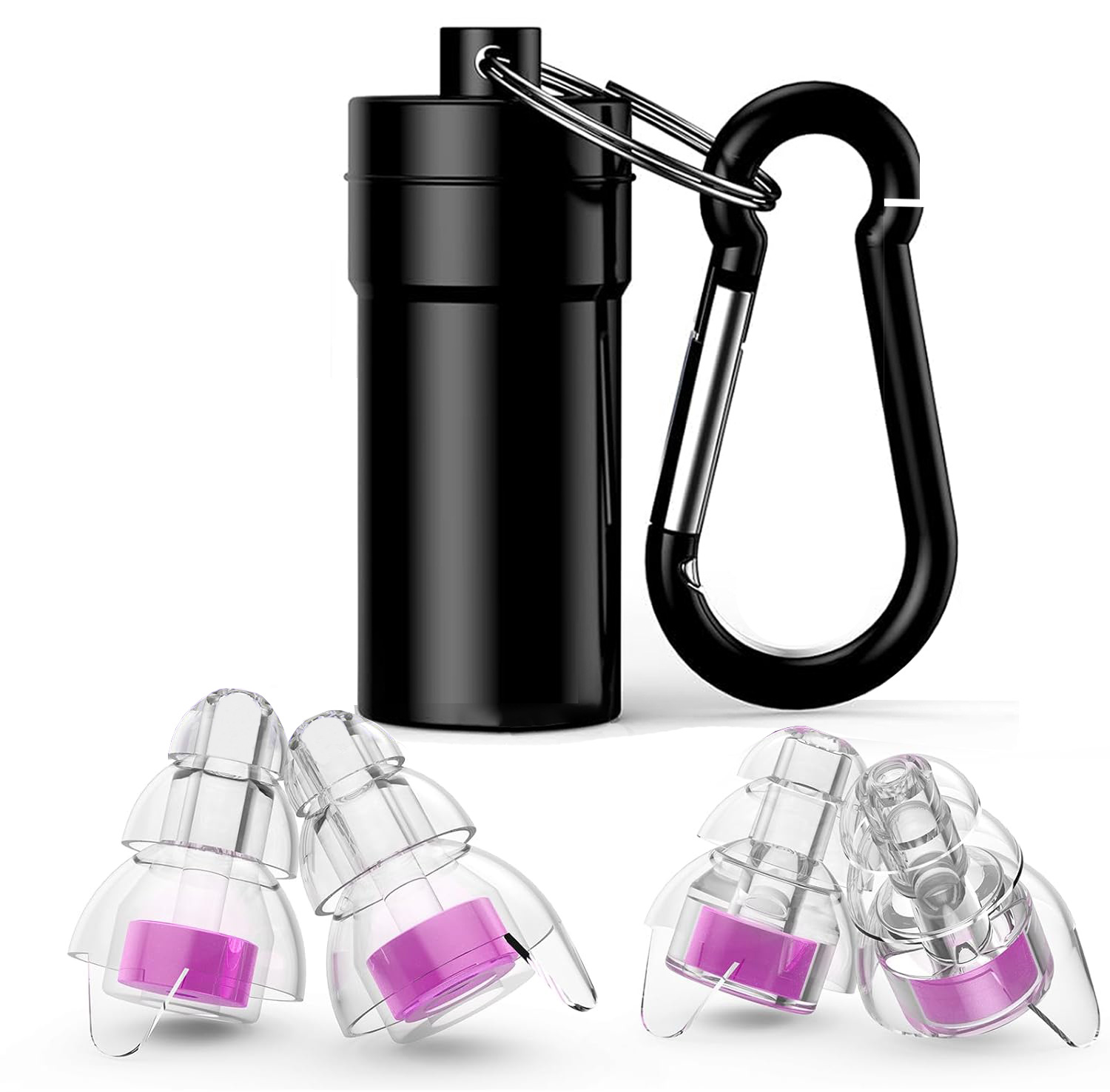 보라색 귀마개 2쌍 + 검정색 알루미늄 병