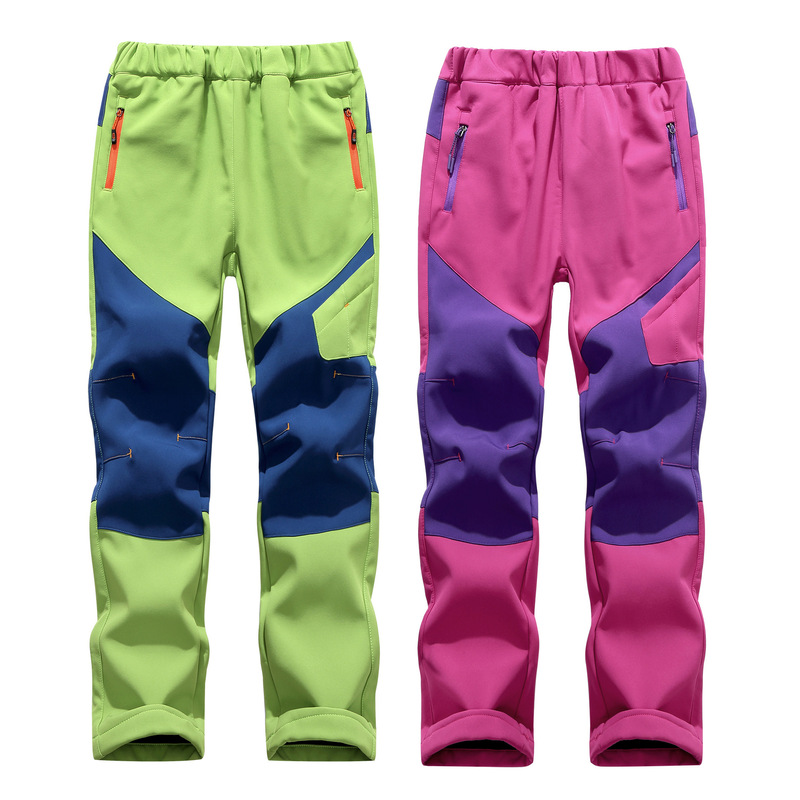 20 New Children's Jacket Pants Boys and Girls Outdoor Soft Shell Pants Waterproof Breathable Wear-Resistant Warm Autumn and Winter Mountaineering Pants
